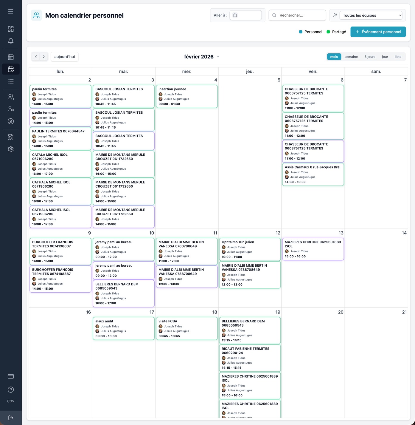 Calendrier personnel